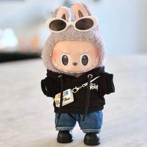 Hoodie and denim Labubu outfit